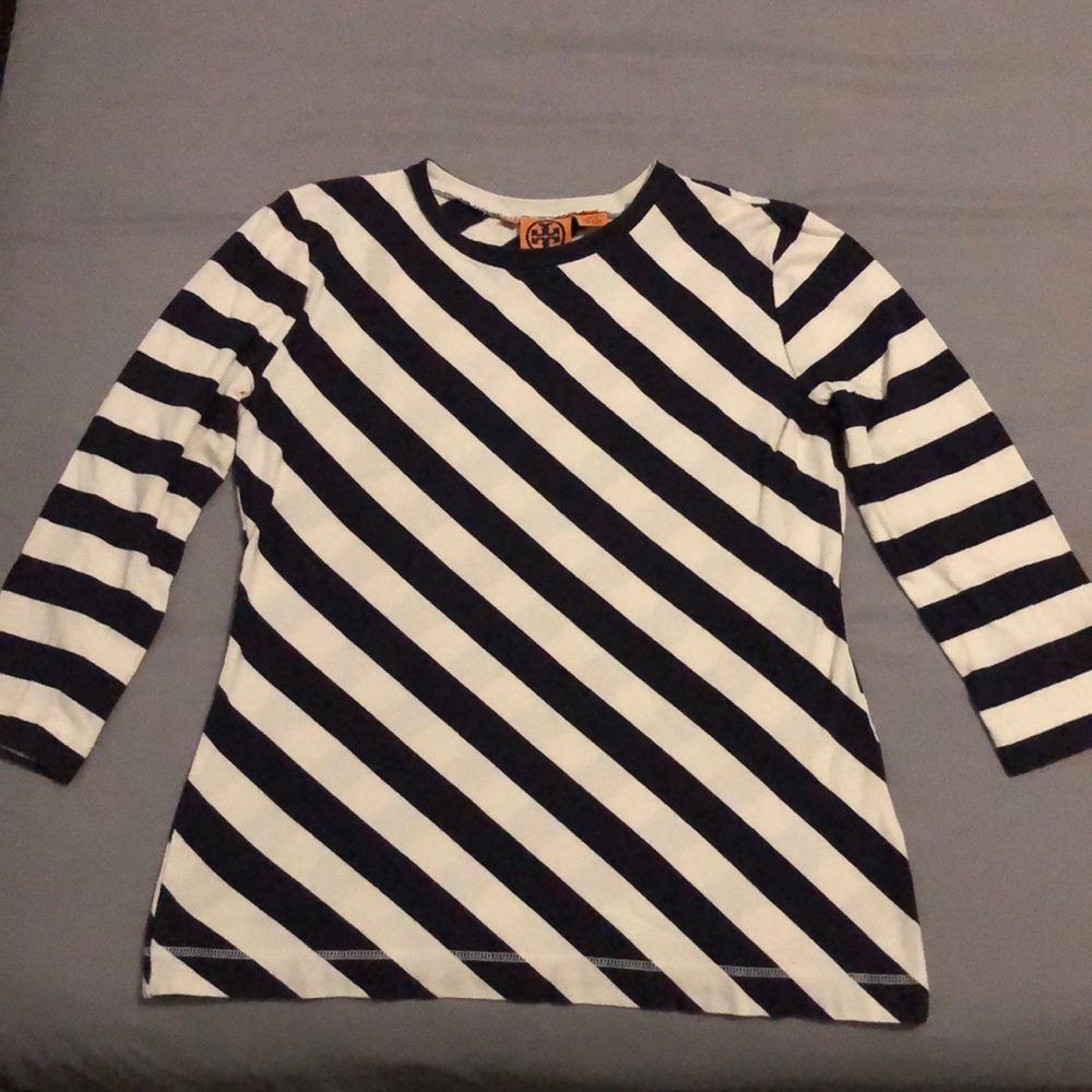 Tory Burch 3/4 Sleeve Striped Top